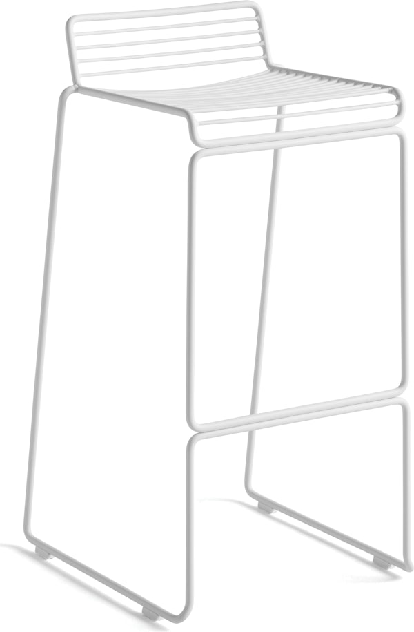 A front angle view of the Hee Barstool in White.